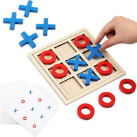 Seenelling Jumbo Wooden Tic Tac Toe Game Dementia Activities For Alzheimers Seniors With Matching And Puzzle Templates Xo Chess Board Game For Elderly Engaging Table Decor(Blue  Red)
