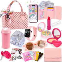 Oisacirg Play Purse For Little Girls  32Pcs Toddler Purse With Pretend Makeup For Kids  Princess Toys Includes Handbag  Phone  Wristwatch  Silk Scarf Kids Toy Purse Birthday Gift For Girls 3 4 5 6 +