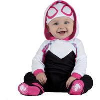 Marvel Spider-Gwen Official Infant Deluxe Halloween Costume - Premium Minky Fabric And Non-Slip Grip Booties (0-6M)
