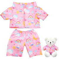 Bunnycool 2 Pcs Pj's Bear Clothes Outfit  Fit Most 12-16 Inch Bears Stuffed Animal Clothes Pajamas Plushy Clothes For Stuffed Animals  Pre Kindergarten Toys(Pink)