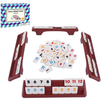 Offelec 106 Rummy Tiles Game With 4 Double Tiles Holders/Trays  Travel Size Rummy Cube Set  Classic Mini Rummy Game For Adult Kids And Family  2-4 Palyers