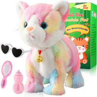 Colorful Plush Robot Cat Stuffed Animal Interactive Cat Robot Toy  Robotic Cat Barking Meow Kitten Touch Control  Animated Kitty Cat Pet  Robot Kitty Toy For Baby Birthday H:12""