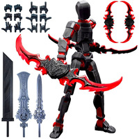 Altuco Assembled T13 Action Figure With Multiple Accessories Black-Red 3D Printed Multi-Jointed Titan 13 Figure Dummy 13 Desktop Decorative Toy