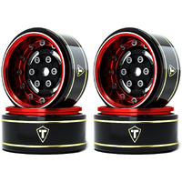 Treal 1.0 Beadlock Wheels Deep Dish Rims (4P) For Scx24 Ax24 Fcx24 Trx4M 1/24 1/18 Crawler Car-Type F(Red)