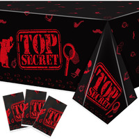 K1Tpde 3Pcs Spy Party Tablecloths For Kids Birthday Secret Agent Theme Table Covers Spy Plastic Table Cloth Secret Themed Party Decorations For Boys