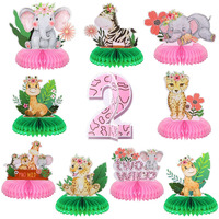 10 Pcs Two Wild Birthday Party Decorations Safari Table Centerpiece Jungle 2Nd Animals Safari Centerpieces For Tables Animals 3D Table Decor For Boy Girl Safari Birthday Baby Shower Party Supplies