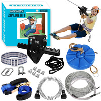 Hokinety Zip Line Kit For Kids Adults : Up To 450Lbs 200Ft Quick Setup Zipline For Backyard Outdoor With 100% Rust Proof Removable Trolley Swing Seat Safety Harness Spring Brake