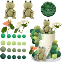 25 Pcs Frog Cake Topper Frog Cake Decorations Ball Cake Topper For Boys Girls Frog Birthday Rainforest Party Decoration