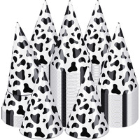 30 Pieces Birthday Party Hats Car/Cow Themed Paper Cone Hat Birthday Party Supplies Decorations For Kids(Milk Cow)