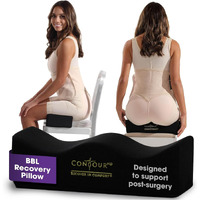 Contourmd Bbl Pillow After Surgery For Butt - Brazilian Butt Lift Bbl Recovery Pillow - Portable  Lightweight Foam Butt Shaped Pillow - Bbl Post Surgery Supplies - Rectangle (Black)