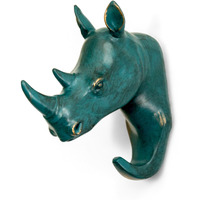 Herngee Rhino Head Single Wall Hook/Hanger Animal Shaped Coat Hat Hook Heavy Duty  Rustic  Decorative Gift  Rustic Bronze Color