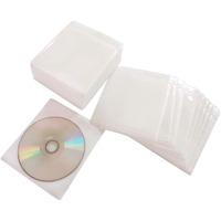 Haplives Cd/Dvd/Bluray Sleeves Double-Sided Refill Plastic Sleeve For Cd And Dvd Storage Binders 100 Pack (White)
