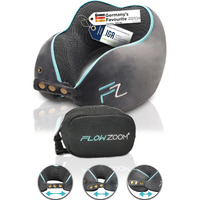 Flowzoom Travel Pillow Memory Foam - Airplane Neck Pillow For Long Flight - Travel Pillows For Airplanes - Adjustable Travel Neck Pillow - Flight Pillow - Car & Plane Pillow - Adults  Grey