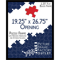 19.25X26.75-1.25"" Flat Black Puzzle Frame - Showcase Your Art And Puzzles With Modern Elegance - Hardware And Plexiglass Included