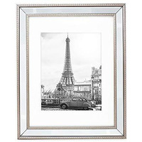 Isaac Jacobs 11X14 (8X10 Mat) Champagne Mirror Bead Picture Frame - Classic Mirrored Frame With Dotted Border Made For Wall Display  Photo Gallery And Wall Art (11X14 (8X10 Mat)  Champagne)