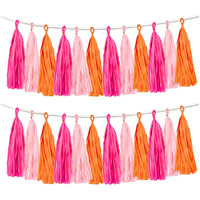 Rose Red Pink And Orange Tassel Garland Banner Paper Tassels For Party Decorations Pack Of 15
