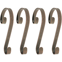 Haute Decor Stocking Scrolls Stocking Hanger- 4 Pack Embossed Holly (Oil-Rubbed Bronze)