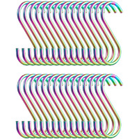 Evanda Rainbow S Hooks For Hanging Pack Of 30  Heavy Duty Stainless Steel Titainium Plating Metal Mutil Purpose Hanger For Kitchen Pans  Pots  Utensils Tooks  Cups  Mugs  Clothes  Bags  Towels  Plants