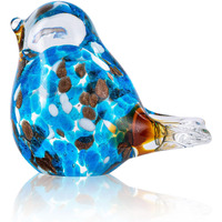 Hand Blown Glass Blue Bird Handmade Crystal Bird Figurine Glass Blue Bird With Brown Tail Statue Glass Birds Sculpture Decorative Ornaments For Home Decor Birthday Present Women Gift Of Happiness