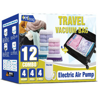 Travel Vacuum Bags With Electric Pump  Vacuum Travel Bags For Luggage And Suitcase  Vacuum Seal Compression Packing Bags For Clothes Clothing  Combo 12 Pack