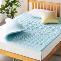 Mellow 1.5 Inch 5-Zone Memory Foam Mattress Topper  Cooling Gel Infusion  Queen  Blue