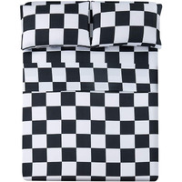 Bed Sheet Set 3 Pieces -Twin Size-Soft Durable Microfiber Bedding Sheet Set Deep Pocket Stain Fade & Wrinkle Resistant (Plaid Black&White)