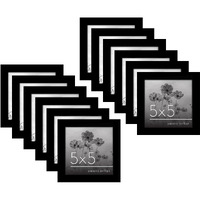 Americanflat 12 Piece 5X5 Gallery Wall Picture Frame Set In Black - Square Picture Frames With Polished Plexiglass And Easel For Wall And Tabletop Display