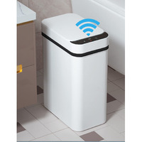 Yatmung 2.5 Gallon Smart Trash Can Sensor Motion - Touchless Bathroom Trash Can - Skinny Trash Bin With Lid - Electric  Narrow  Plastic  Auto Open - Small Slim Automatic Garbage Can (White)