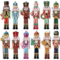 Jophmo 24 Pieces Christmas Nutcracker Wooden Ornaments Wood Hanging Decoration Set For Christmas Tree Hanging Wood Crafts Holiday Decor Xmas Party Supplies (Xmas-Nutcracker-A)