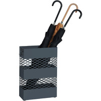 Songmics Umbrella Stand  Metal Umbrella Holder For Entryway  4.7 X 11 X 16.1 Inches  Rectangular With Water Tray  Openwork Design  Detachable Plastic Drip Tray  Anthracite Grey Uluc02Ag