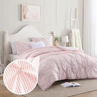 Swift Home Pinstripe Twin/Twin Xl Peach Pink Comforter Set - Classic Pintuck Bedding Set - 2 Pieces Bed Linen  1 Comforter And 1 Pillow Sham