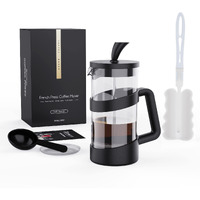 Rainbean Mini French Press Coffee Maker 12 Oz  Heat Cold Coffee Brewer Camping Coffee Press Pot  Small French Press And Coffee Presses 350 Ml  Tea And Frothed Milk Press (Black  12 Oz)
