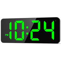 Led Digital Wall Clock With Large Display  Big Digits  Auto-Brightness  12/24Hr Format  Modern Electric Small Silent Wall Clock For Living Room  Bedroom  Classroom  Farmhouse  Kitchen  Office - Green
