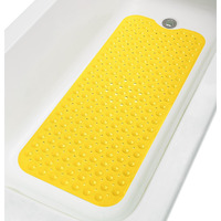 Tike Smart Extra-Long Non-Slip Bathtub & Shower Mat 39 X16  (Smooth/Non-Textured Tubs Only) Safe  Clean  Machine-Washable  Superior Grip&Drainage  Vinyl  Opaque Yellow