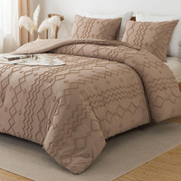 Andency Taupe Tufted Comforter Set Queen(90X90Inch)  3 Pieces(1 Boho Comforter  2 Pillowcases) Textured Farmhouse Comforter  Soft Microfiber Down Alternative Geometric Comforter Bedding Set