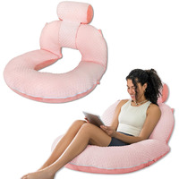 Insen Reading Pillow  Back Pillow For Sitting In Bed For Reading  Nurse & Relax  Reading Pillow For Adults  Moms & Kids  Sit Up Pillow For Bed (Upgrade-Dot Velvet-Pink  Upgrade)