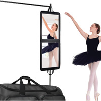 Lphumex Foldable Portable Full Length Mirror For Camping  Travel  Dancers  32X13 Inch  Black  Hanging Folding Mirror For Dance  Full Body Travel Mirror