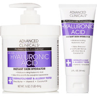 Advanced Clinicals Hyaluronic Acid Body Lotion & Face Moisturizer W/Shea Butter + Coconut Oil | Hydrating Dry Skin Firming Body Cream For Wrinkles  Stretch Marks  & Crepey Skin  W/Travel Size