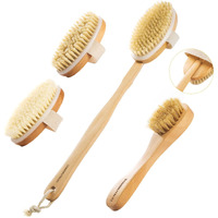 Samebuteco Dry Brushing Body Brush Set Wood Long Handle With 3 Detachable Heads  Face Brush Body Scrubber Boar Bristle Exfoliator For Lymphatic Drainage And Cellulite Back Scrubber For Shower