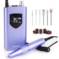 Lavinda Electric Nail Drill Machine  Professional 35000Rpm Nail File Cordless Rechargeable Nail Efile For Acrylic Gel Nails  Manicure Pedicure Polishing Shape Tools For Salon Home Use-Purple
