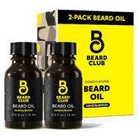 Beard Club Premium Sandalwood Beard Oil For Men - Natural Castor & Sunflower Seed Oils - Beard & Mustache Conditioner - Hydrates  Moisturizes  Softens & Soothes Dry Skin - Strengthens Follicles (2Pk)