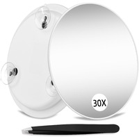 Suupvaor Magnifying Mirror 30X With Suction Cups  Large 6Inch Travel 30X Magnified Mirror Round Makeup Mirror With High Magnification  Make Up Mirror With Tweezers Sets