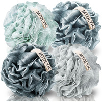 Mtdlyice Loofah Sponge  Xxl Large Loofah 100G 4 Pack  Bath Sponge Soft Mesh Shower Loofah For Men  Body Scrub  Shower Pouf Bath Accessories  For Body Wash  Soap (Blue Gray)