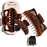 Kitsch Assorted Hair Claw Clips  Recycled Plastic Clips  Large  Medium  And Small Sizes For Styling Thick Or Thin Hair  Versatile And Sustainable Hair Claws  Set Of 3  Black And Tortoise