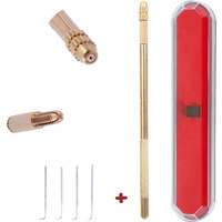 Ventilating Needle For Lace Wig - Alileader Brass Ventilating Holder And 4 Different Size Stainless Steel Needles (1-1  1-2  2-3  3-4) For Make/Repair Lace Wig