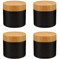 4 Pack 2 Oz Black Glass Cream Jar Empty Frosted Sample Jar Pot With Plastic Lids Inner Liner Travel Storage Jar Container For Lotion  Eyeshadow Moisturiser Gel