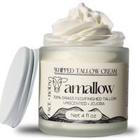 Amallow 100% Grass Fed Beef Tallow For Skin Care - Face + Body - Whipped Moisturizer For Sensitive Skin - Natural Lotion  4 Fl. Oz. (Unscented + Jojoba Oil)