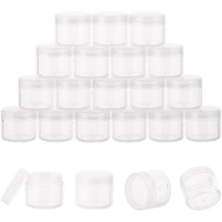 Zejia 20 Gram Plastic Cosmetic Jars With Lids  20 Pieces Small Cosmetic Containers  Travel Size Sample Containers  Round Travel Jars For Lotions  Powder  Makeup  Beauty Products  Slime (20Ml/0.7 Oz)