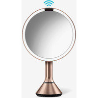 Simplehuman Sensor Mirror  Lighted Makeup Mirror With Magnification (5X)  8"" Round Magnifying Vanity Mirror With Lights  Cordless  Rose Gold Stainless Steel