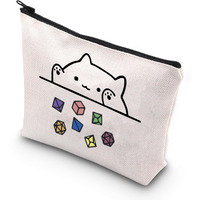 Tsotmo Cat Throwing Dice Dnd Dungeon Master Bag Of Holding Zipper Pouch Gamer Dice Bag (Wt-Dragons Card)
